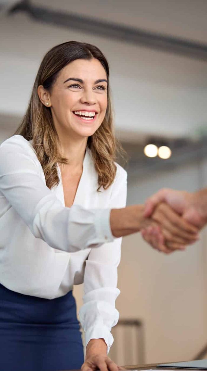 Happy,Mid,Aged,Business,Woman,Manager,Handshaking,Greeting,Client,In Happy,Mid,Aged,Business,Woman,Manager,Handshaking,Greeting,Client,In